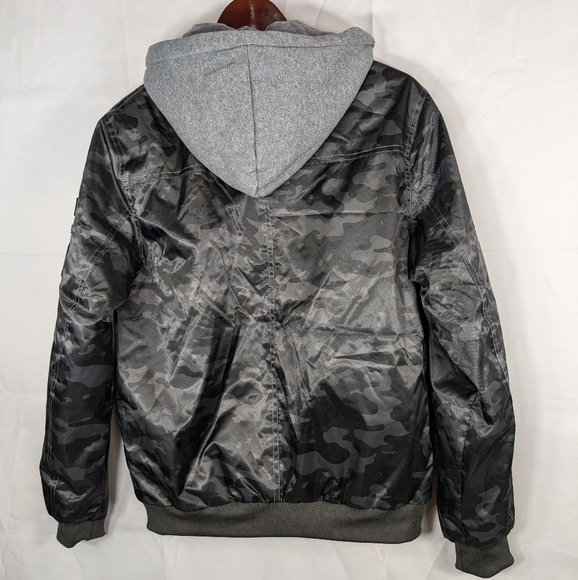 Members Only Jacket Mens Med Camo Zip Bomber Flight Military Satin Hooded A005 - Picture 11 of 14